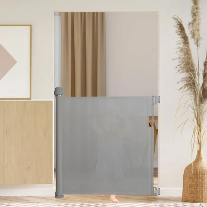 HENGMEI Barrière de sécurité pour escalier, Extensible de 0 à 180 cm, pour bébés et animaux domestiques, Gris, 180 cm-3