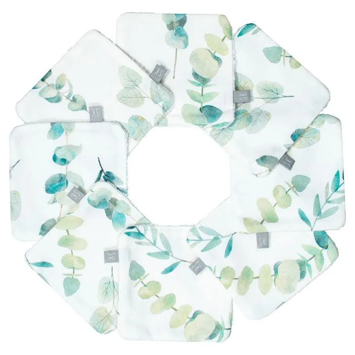 Lingettes bébé lavables 8 pièces Eucalyptus 10x10 cm Blanc-0