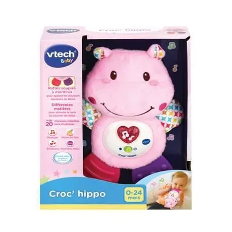 VTECH BABY - Hochet Croc'Hippo - Peluche Texturée Rose-4