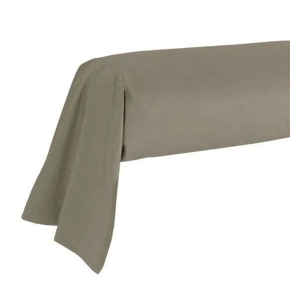 Taie de traversin - MADE IN FRANCE - 43 x 185 cm - 100% coton - Taupe - 57 fils-0