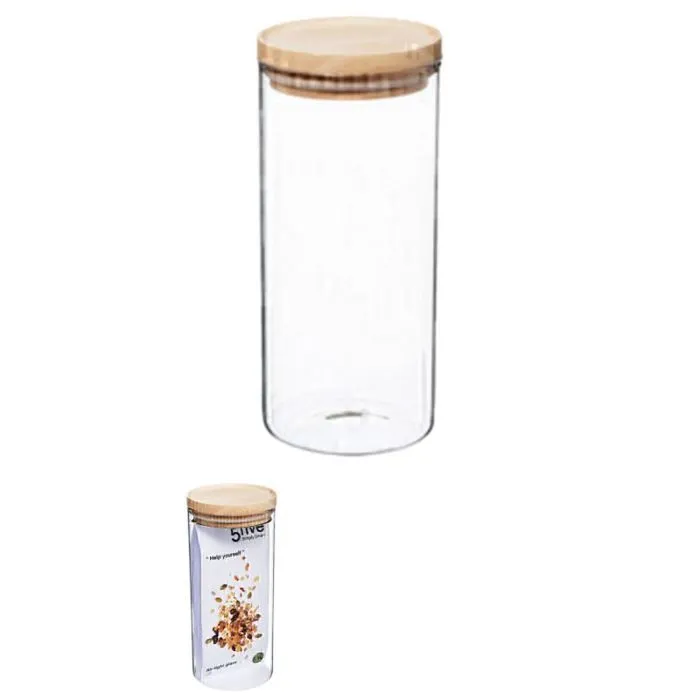 Bocaux de rangement en verre et bois couvercle hermétique Atmosphera - Bocal hermétique 1.3 Litre-4