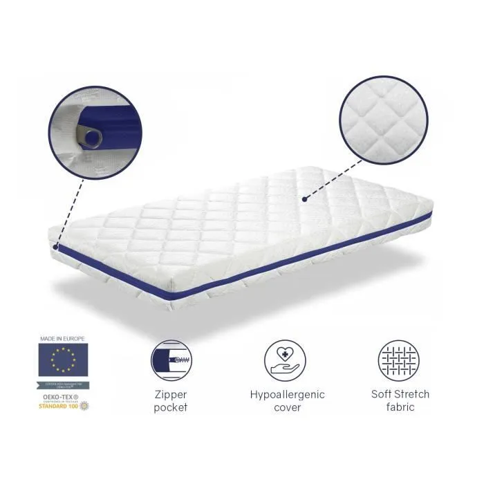 Matelas bebe 60X120 HERMES mousse, Epaisseur 11 CM, Respirante et Dehoussable. Fermete ideale pour les enfants-1