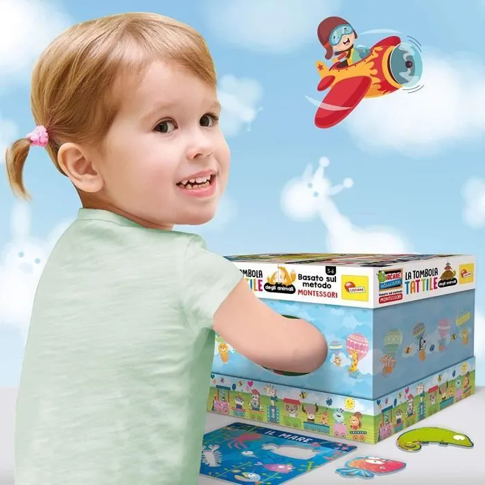 Lisciani Jeux EDUCATIFS Montessori Plus Le Loto Tactile des Animaux FR, Blanc - 72460-3