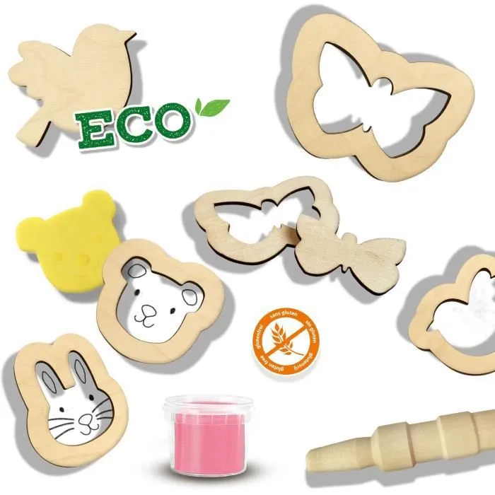 Kit pâte à modeler SES CREATIVE avec outils en bois Eco - 3 couleurs - Pour enfant à partir de 3 mois-2