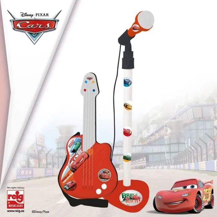 CARS Guitare et microphone - 4 cordes - A piles-0