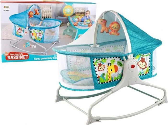 Jouet a bascule Leantoys - 16243 - Lit à bascule multifonctionnel 2 en 1 pour enfant avec sons et vibrations bleu-0