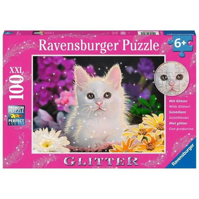 Puzzle 100 pièces XXL :  Chat à paillettes (Collection Paillettes)-2