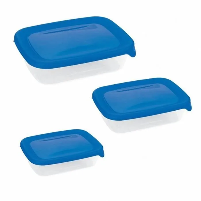 Ensemble de récipients - Curver - 3 pièces - Polypropylène - Couleur Bleu - Empilable-1