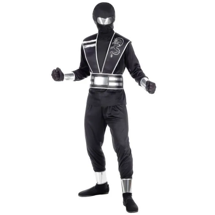 Déguisement Ninja Noir - Garçon 8/10 ans - 7 éléments-0