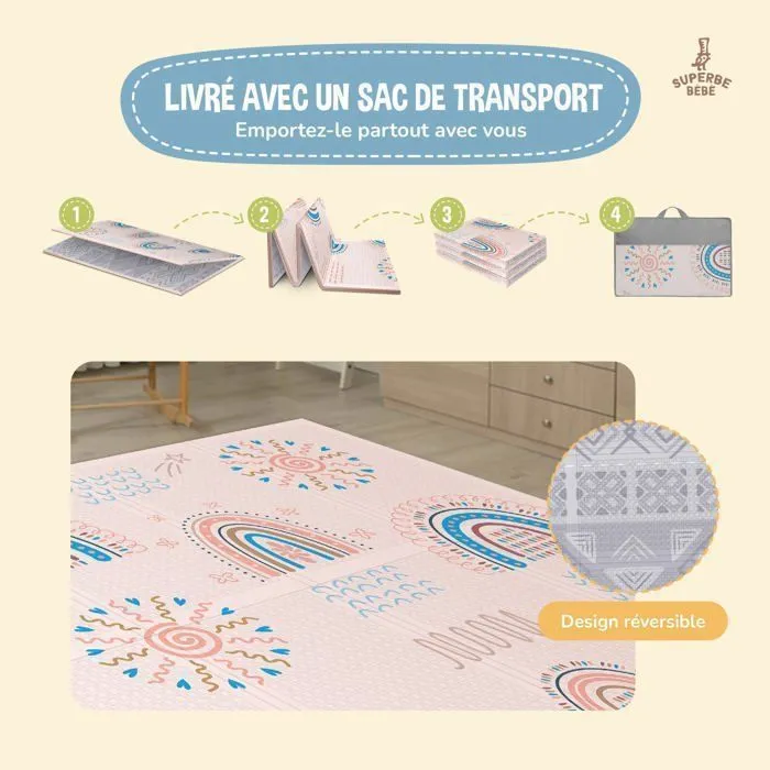 Tapis de Jeu en mousse, épais et pliable pour enfants - 180 x 120 x 1 cm - NORDIC | SUPERBE BEBE-2