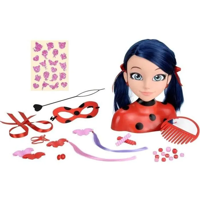 Tête à coiffer Miraculous Ladybug - BANDAI - Rouge - Licence Miraculous - Pour enfant à partir de 4 ans-0