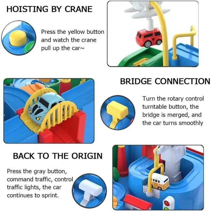 Circuit Voiture Enfant, Piste Aventure de Voiture Jouet, Pistes de Voiture Jeux pour Enfants, Montessori Profite aux Jouets Intellec-1