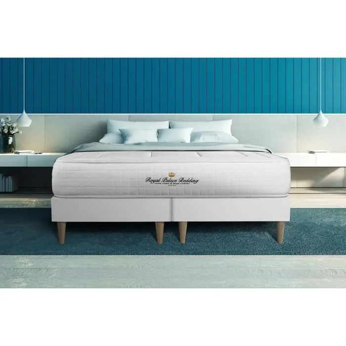 Ensemble matelas sommier Balmoral Mémoire de forme - 24 cm - Ferme - double sommiers blanc-0