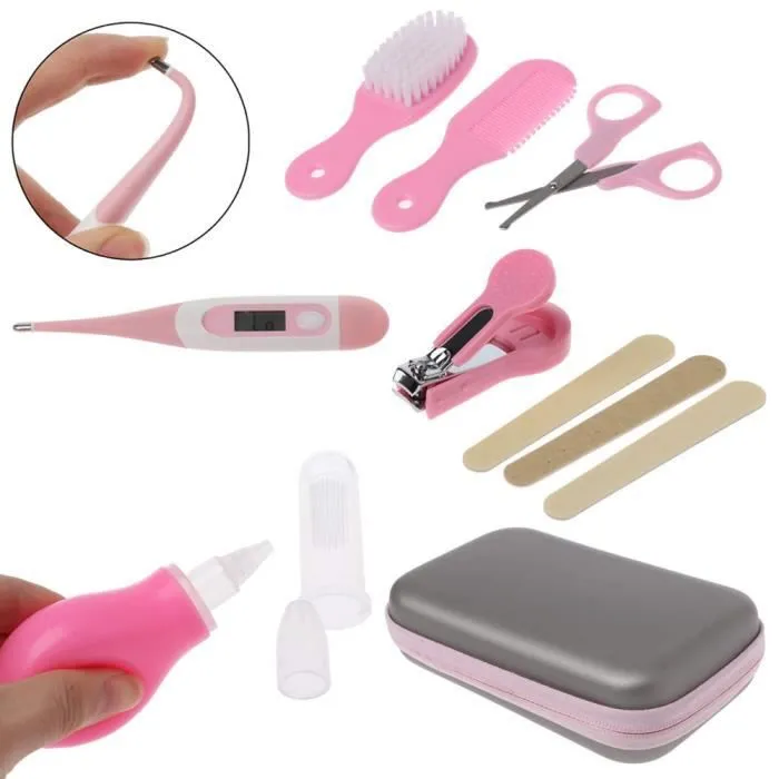 Trousse de Soin Bébé Complete MARQUEUNE, 8 Accessoires (Rose)-1