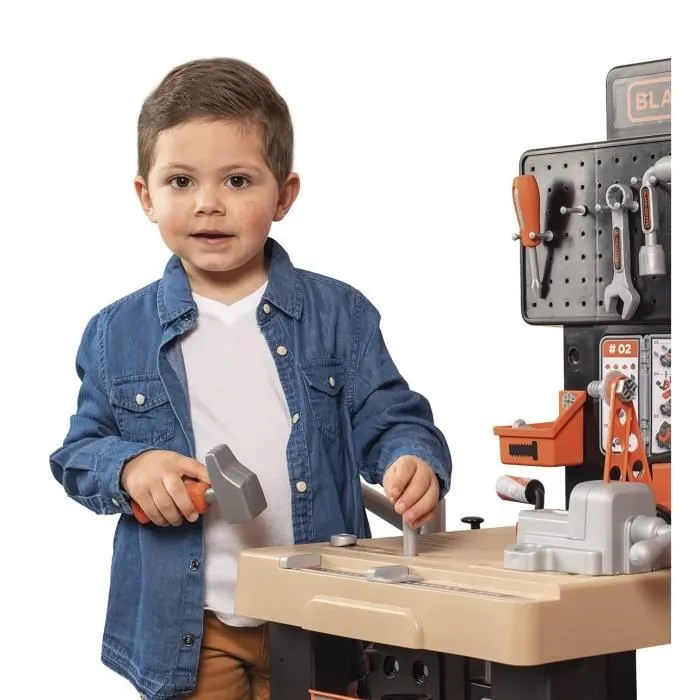Smoby - Black and Decker - Mega center - 3 parties : mécanique, plomberie, menuiserie - Nombreux accessoires - Fabrication française-4