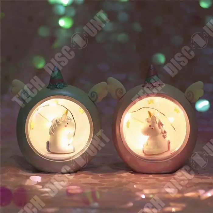 TD® Veilleuse , Lampe de crèche de bébé de Dessin animé de résine de Licorne de Lune pour Les Enfants Cadeaux Jouets Fille Enfant-1