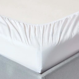 Drap-housse Blanc 100% coton Égyptien 200 fils 160 x 200 cm-1