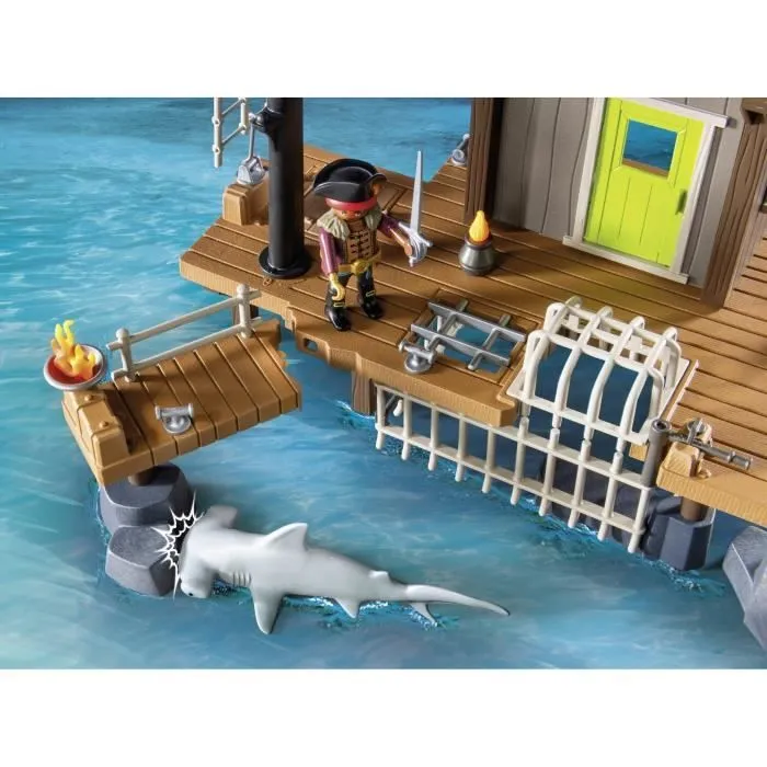 PLAYMOBIL 71792 Port de pirates avec repaire, prisons et canon, 165 pièces, Les Pirates, dès 4 ans-5