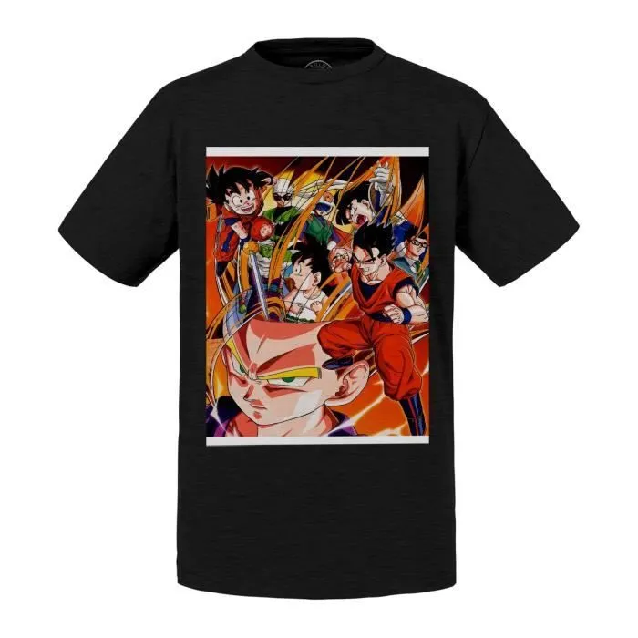 T-shirt Enfant Noir Dragon Ball Z Sangohan Classique Manga Anime-0