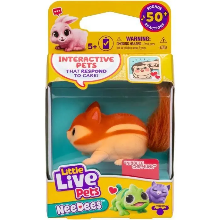 Lil' Needees - MOOSE TOYS - LITTLE LIVE PETS - Animaux interactifs de poche, avec sons et réactions - Modèle de peluche aléatoire-2