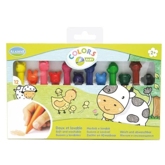 ALADINE Kit 12 Crayons Cire Enfant Stampo'minos-0