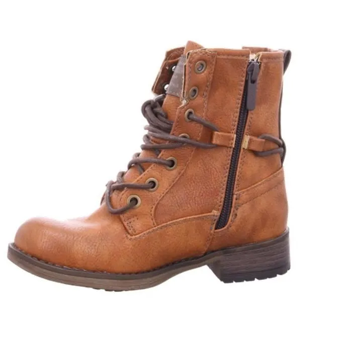 Bottines - Mustang - 5026-619 - Fausse fourrure - Fermeture à lacets - Marron-2
