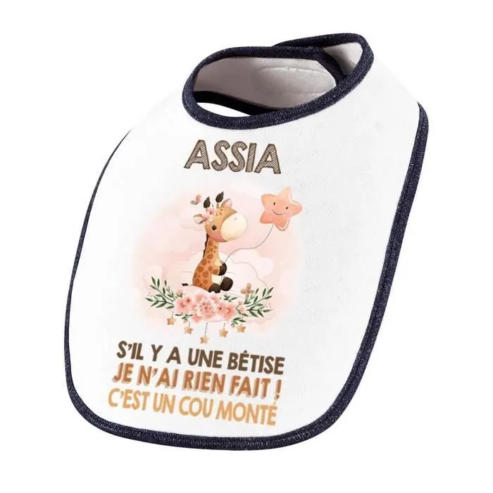 Bavoir Assia Cou Monté Girafe | Cadeau Naissance Baby Shower Noël Anniversaire Enfant Nourrisson-0