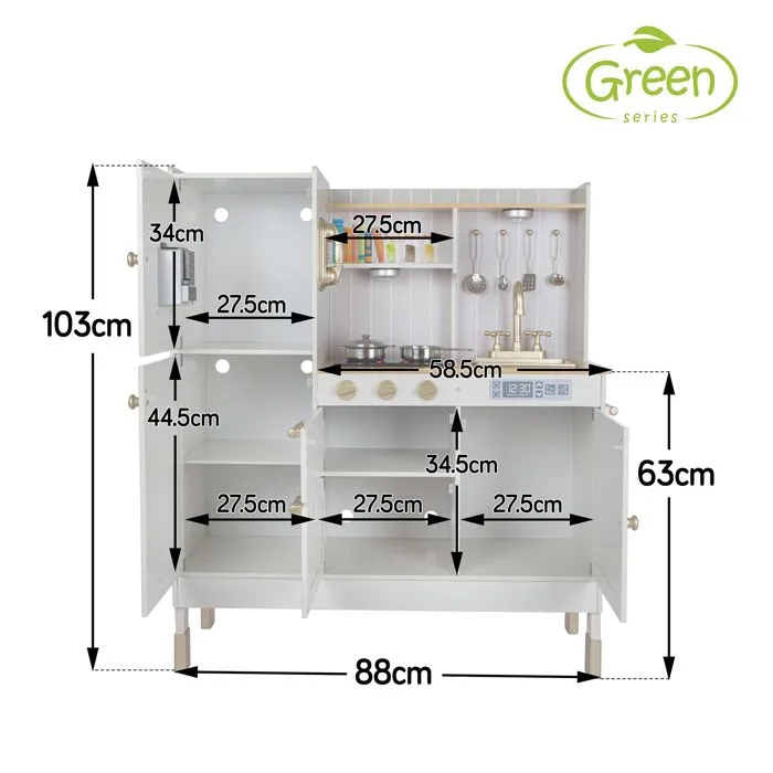Kinderplay Grande Cuisine en Bois Enfant - pour Enfants, Deux Hauteurs Possibles, éclairage LED, Accessoires, GS0060-1-5