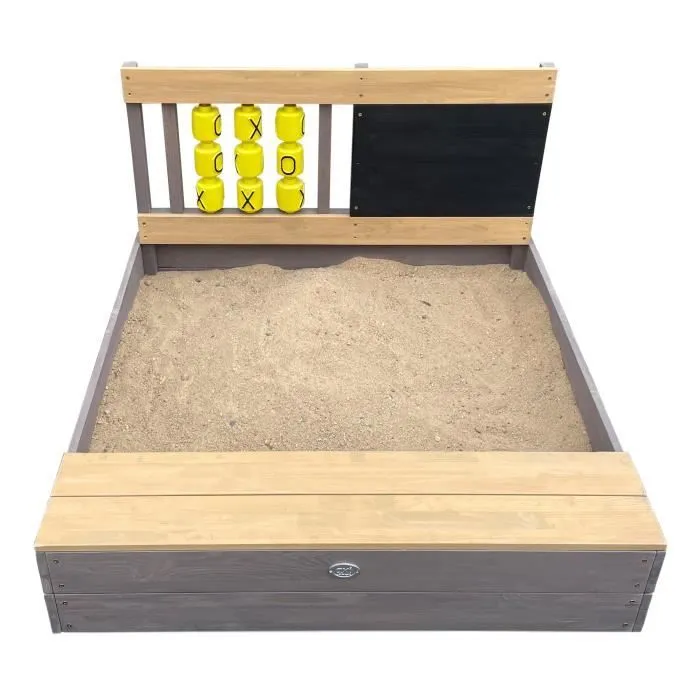 Bac à sable avec banc AXI Kitty en bois de pruche - Capacité 100 kg - Gris, Brun, Jaune-3
