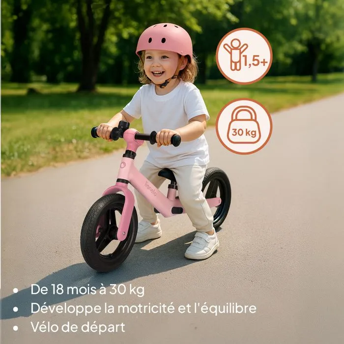 Draisienne avec casque LIONELO Toni - À partir de 18 mois - Vélo bébé - Léger - Guidon et selle réglage - Beige-1