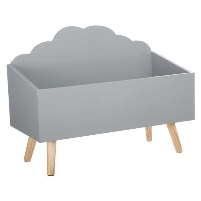 Coffre à jouets - ATMOSPHERA FOR KIDS - Nuage gris en bois - Ludique et pratique-1