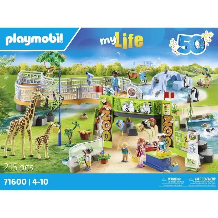 PLAYMOBIL 71600 Parc animalier avec visiteurs, My Life, 66 pièces, Dès 4 ans-6