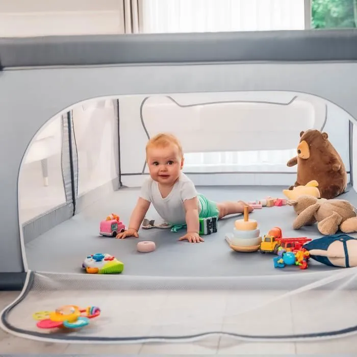 LIONELO Willow - Parc Bébé - 127 x 187 x 68 cm - Côtés en maille - Grand terrain de jeu de sécurité - Grille de protection - Beige-2