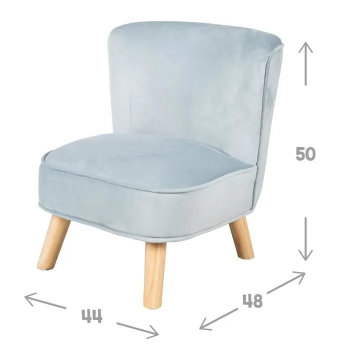 ROBA Canapé et Fauteuil Enfant Lil Sofa + Coussin Décoratif Nuage - Ensemble en Velours - Bleu clair-2