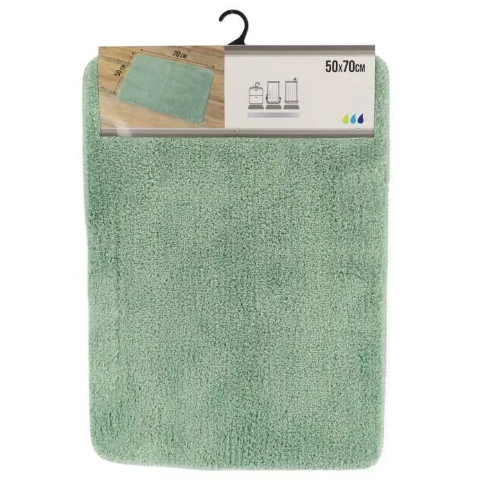 TENDANCE - Tapis de salle de bain Vert amande en Microfibre Confort et Doux 50 x 70 cm Vert Amande-0