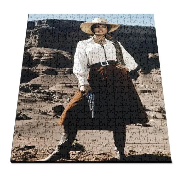 Puzzle Classique 500 pièces Femme Cowboy Western Revolver Photo de Film Original Vintage-2