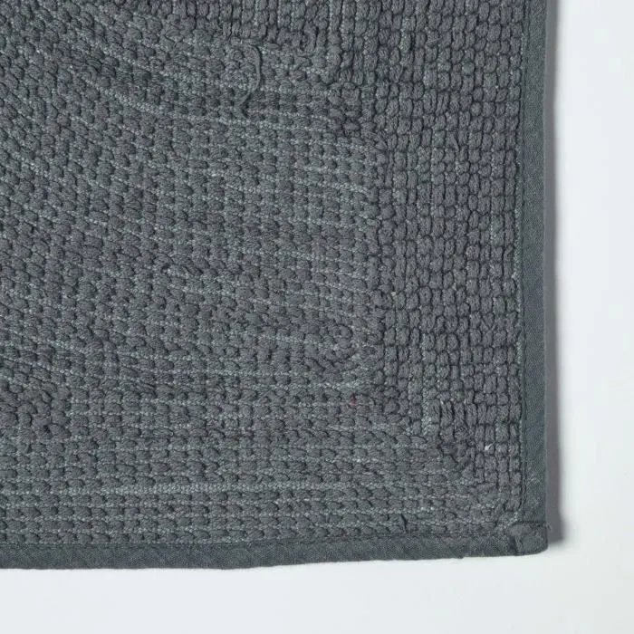Tapis de bain et contour w.c doux en pur coton gris-3