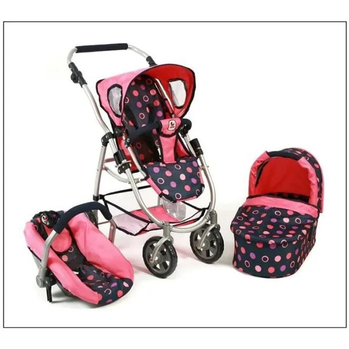 Bebeboutik Poussette combinee 3 en 1 EMOTION ALL IN BAYER CHIC 2000 Corail Pour poupees jusqu a 50 cm