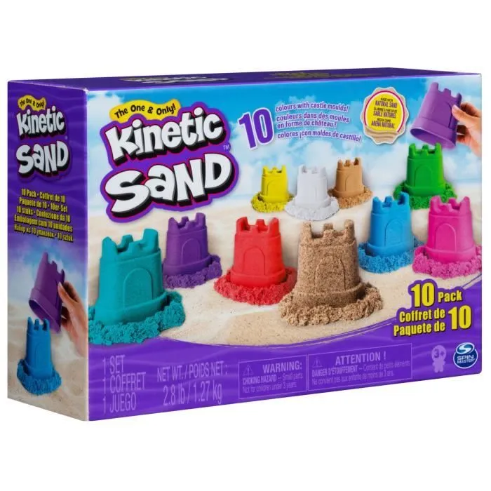 Jeu de sable cinétique avec moules - KINETIC SAND - 10 couleurs - pour enfant à partir de 3 ans-3