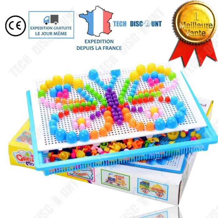 Puzzle à clous champignon TD® 294 pièces, plastique écologique, jouet éducatif à faire soi-même-0