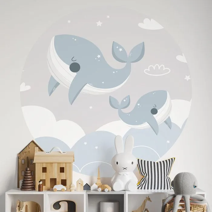 Sticker mural - Baleines - 110 cm - Adhésif MAT - Décoration murale - Enfants-0
