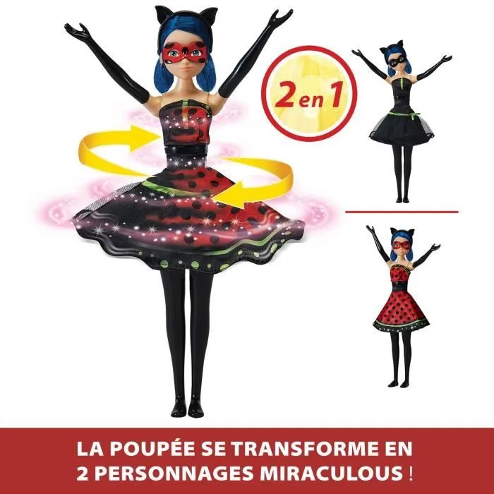 Poupée Ladybug Transformation - BANDAI - Miraculous 26 cm - Changement de tenue-1