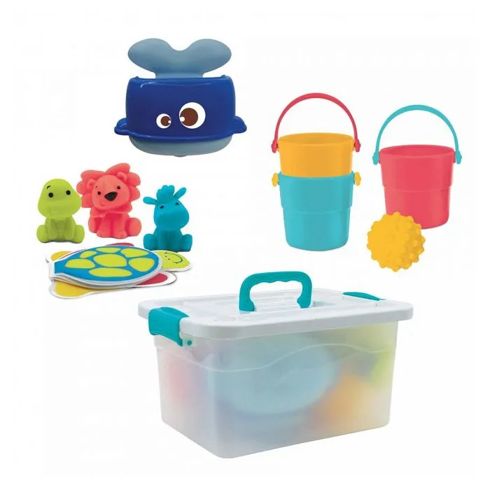 Valisette de bain LUDI - Kit complet de jouets d'eau pour enfant dès 10 mois - Bleu-4