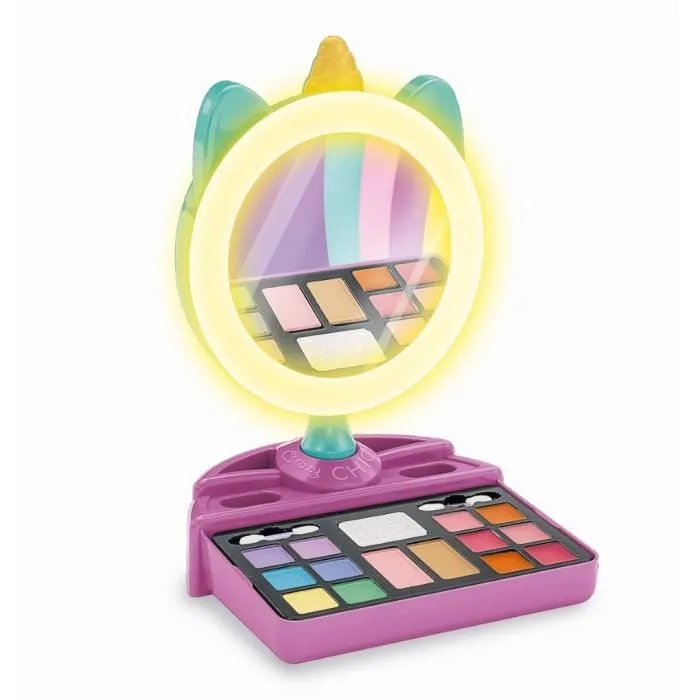 CLEMENTONI - Miroir de maquillage licorne - Anneau lumineux - Maquillage et accesoires cheveux et ongles - Dès 7ans-1
