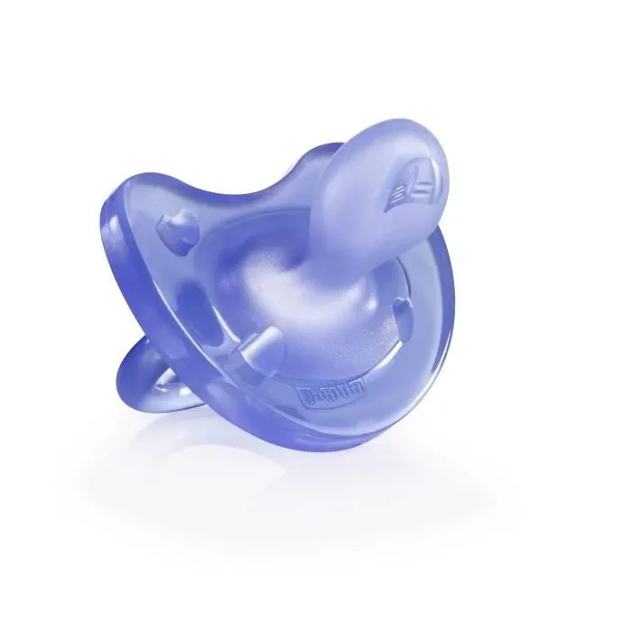 CHICCO Sucette Physio Soft "tout silicone" - Vert ou violet aléatoire - 6-12m - Blister-3