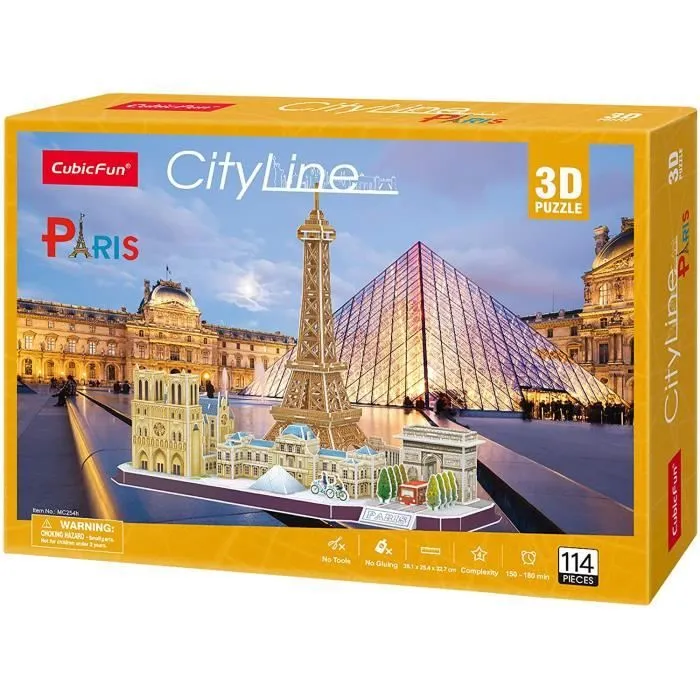 Puzzle 3D Tour Eiffel Paris - XTREM RAIDERS - Enfant 8 ans et plus - Voyage et cartes - Carton plume prédécoupé-1