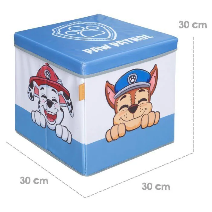 Tabouret Cube avec Rangement pour Enfant ROBA Pat'Patrouille - Motif Chiens Chase Ruben & Marcus - Bleu - Blanc-5