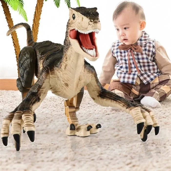 Télécommande électrique dinosaure Raptor Velociraptor jouets lumière de marche modèle Animal jeux pour enfants-1