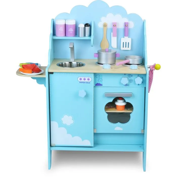 Cuisine dans les nuages - VILAC - Jouet d'imitation - Mixte - Bleu - 3 ans - Enfant - Multicolore - Bois-0