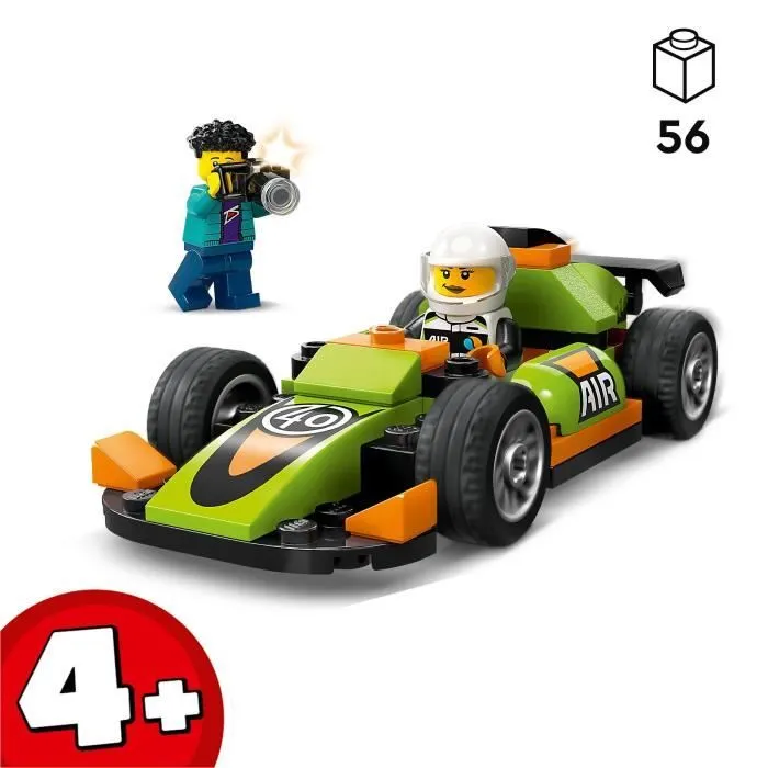 LEGO® 60399 City La Voiture de Course Verte, Jouet pour Garçons et Filles Dès 4 Ans, avec Photographe et Pilote-1